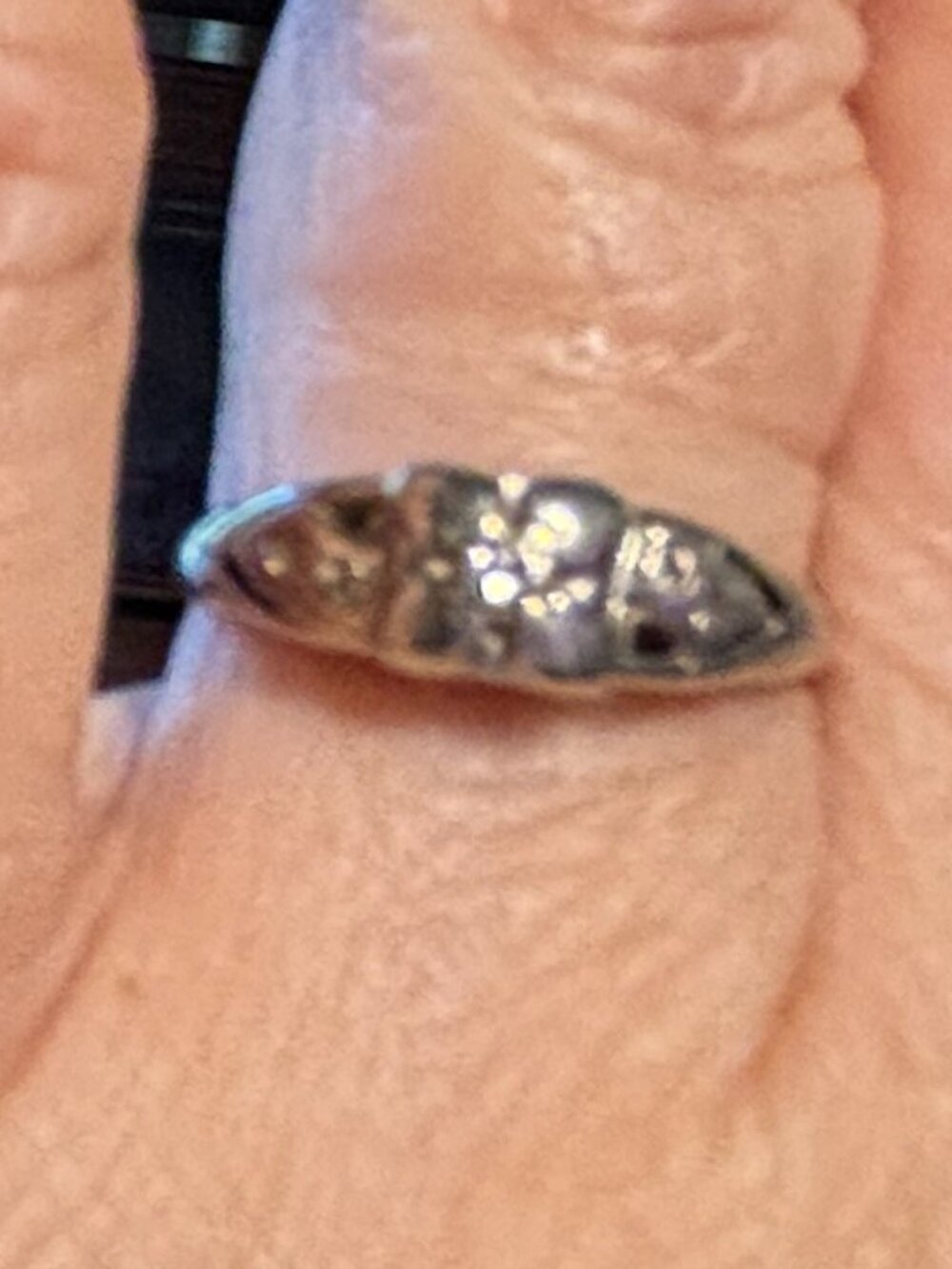 Vintage 14K White Gold Multi Stone Accent Ring Low Profile BandEstate